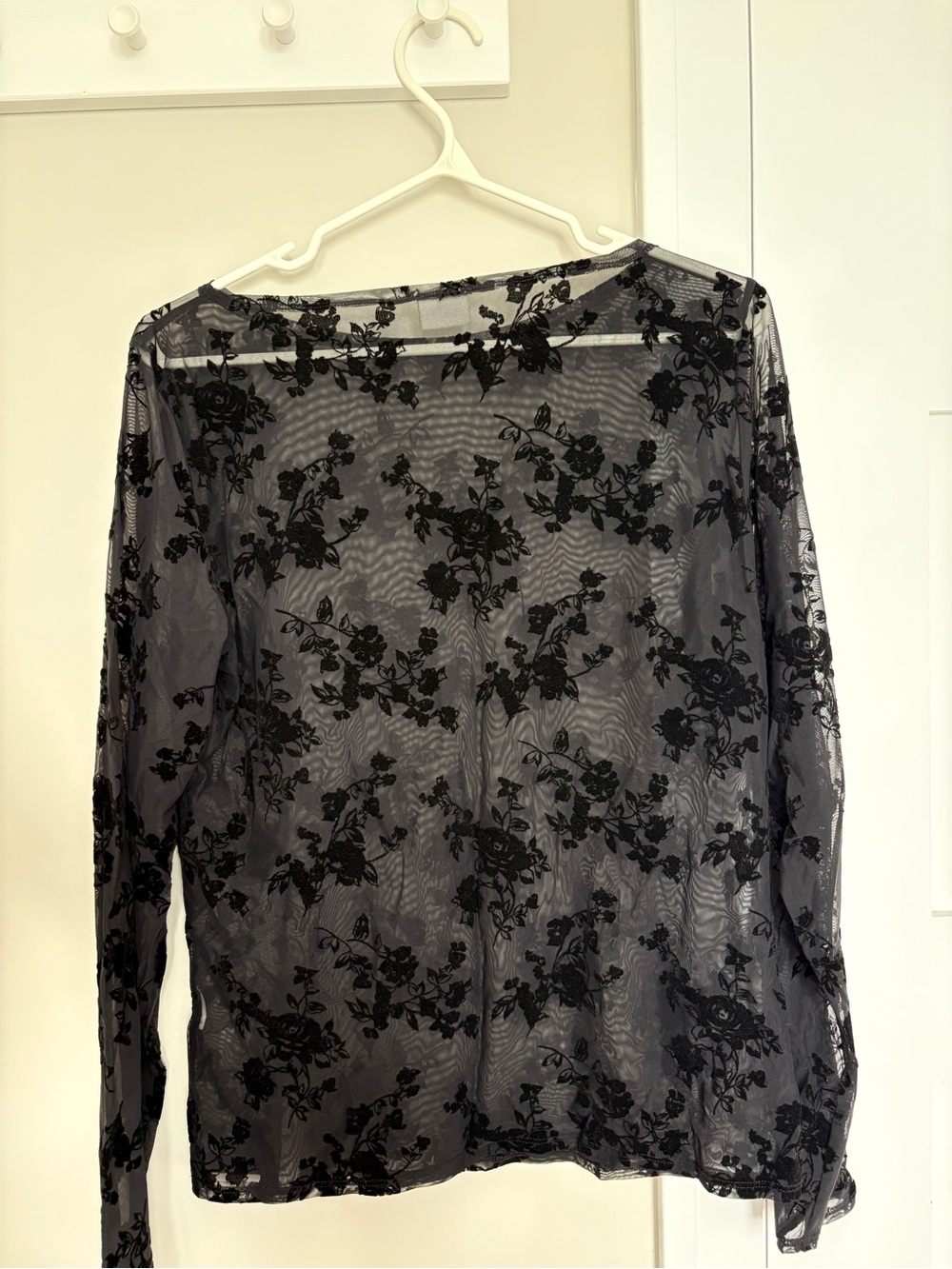 Abercrombie - Black Floral Mesh Long-Sleeve Top - Picture 5 of 5